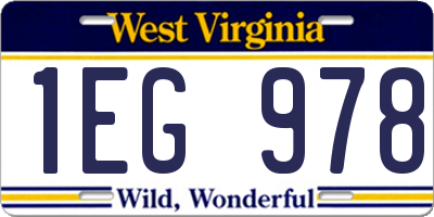 WV license plate 1EG978