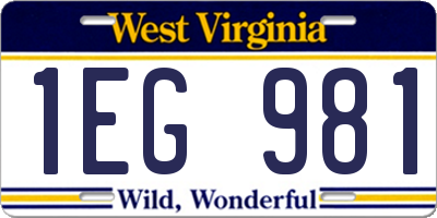 WV license plate 1EG981