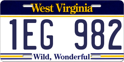 WV license plate 1EG982