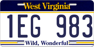 WV license plate 1EG983