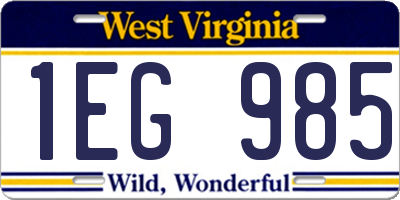WV license plate 1EG985