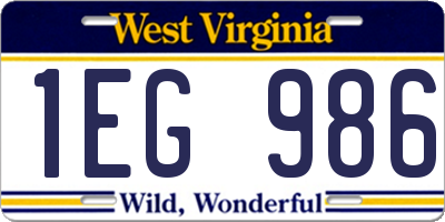WV license plate 1EG986