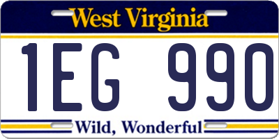 WV license plate 1EG990