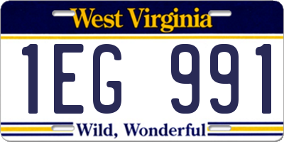 WV license plate 1EG991