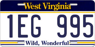 WV license plate 1EG995