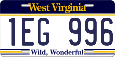 WV license plate 1EG996