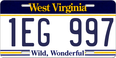 WV license plate 1EG997
