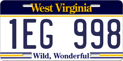 WV license plate 1EG998