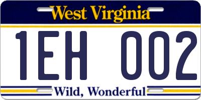 WV license plate 1EH002