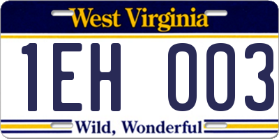 WV license plate 1EH003