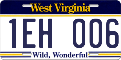 WV license plate 1EH006