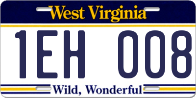WV license plate 1EH008