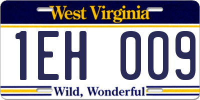 WV license plate 1EH009
