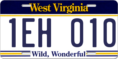 WV license plate 1EH010