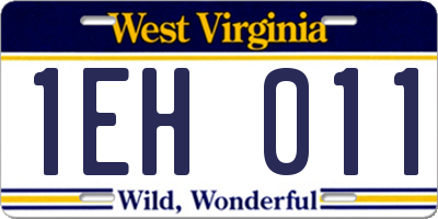 WV license plate 1EH011