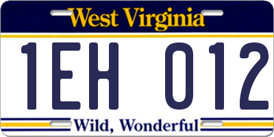 WV license plate 1EH012