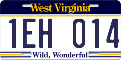 WV license plate 1EH014