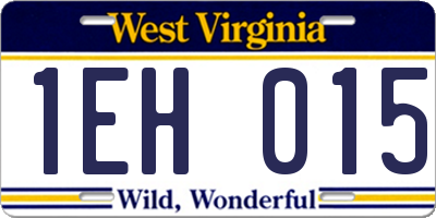 WV license plate 1EH015