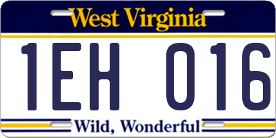 WV license plate 1EH016