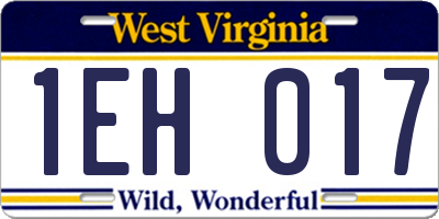 WV license plate 1EH017