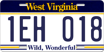 WV license plate 1EH018