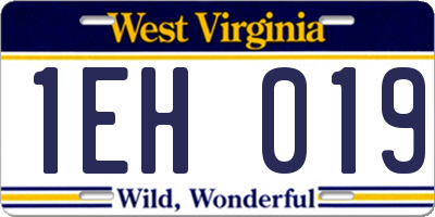 WV license plate 1EH019