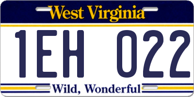 WV license plate 1EH022