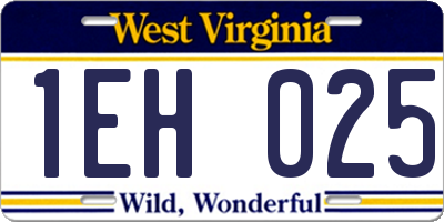 WV license plate 1EH025