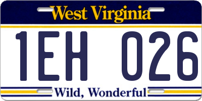 WV license plate 1EH026