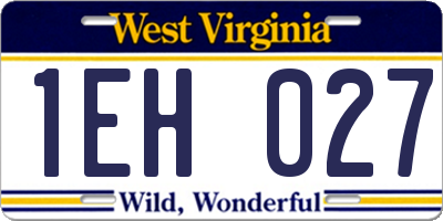 WV license plate 1EH027