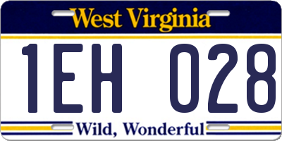 WV license plate 1EH028