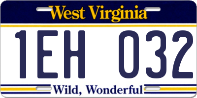 WV license plate 1EH032