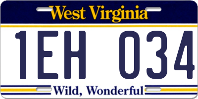 WV license plate 1EH034