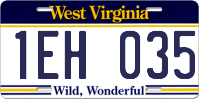 WV license plate 1EH035