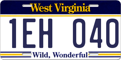 WV license plate 1EH040