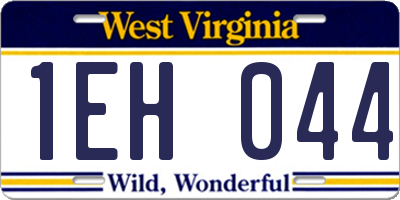 WV license plate 1EH044