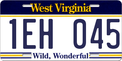 WV license plate 1EH045