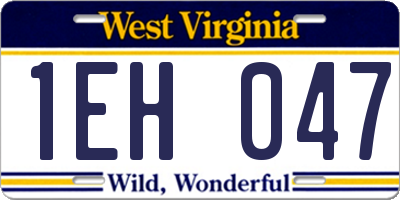 WV license plate 1EH047
