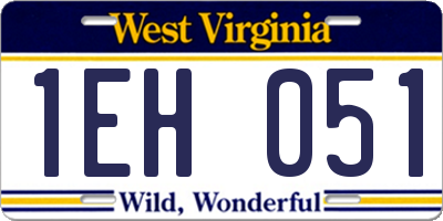 WV license plate 1EH051