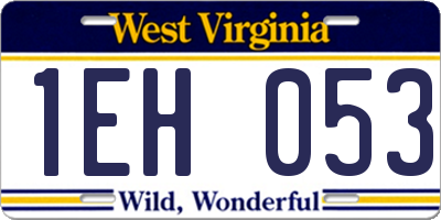 WV license plate 1EH053