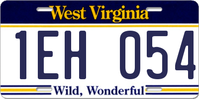 WV license plate 1EH054