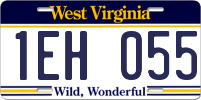 WV license plate 1EH055