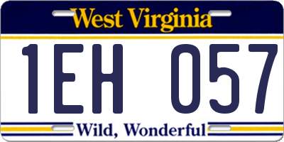 WV license plate 1EH057