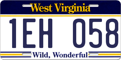 WV license plate 1EH058