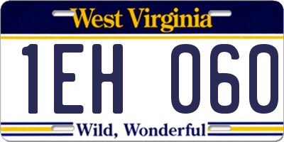 WV license plate 1EH060