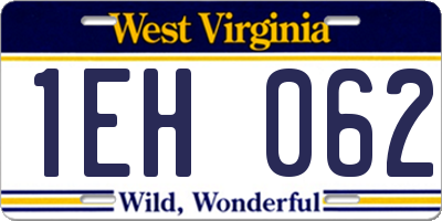 WV license plate 1EH062