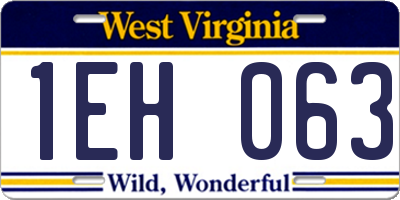 WV license plate 1EH063