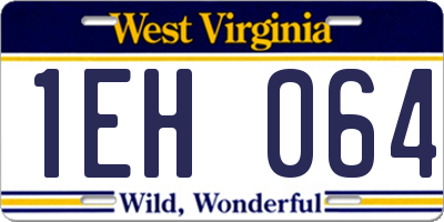 WV license plate 1EH064