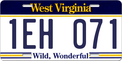 WV license plate 1EH071