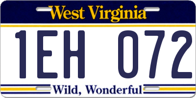 WV license plate 1EH072